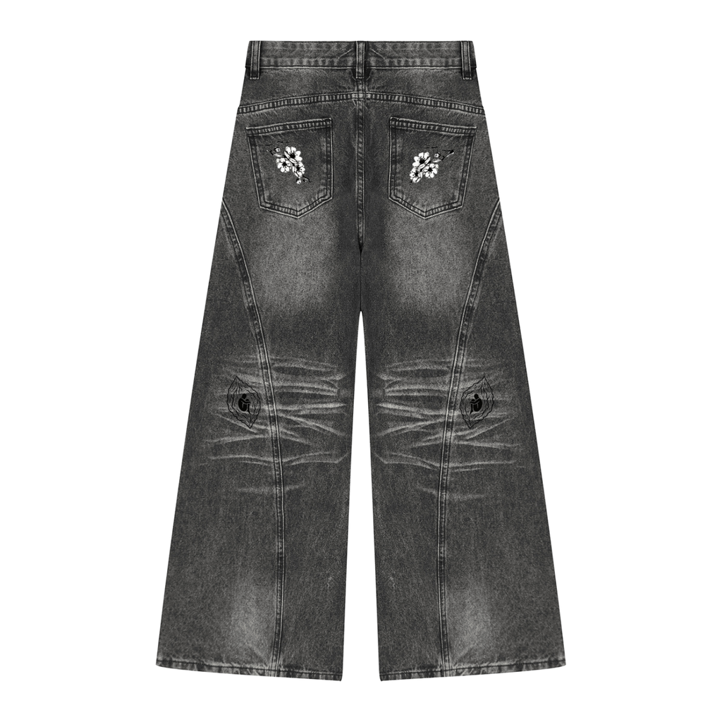 Women’s Vintage Wash Wide Leg Denim Foundation Jeans