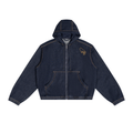 Men's Boxy Vintage Wash Hooded Denim Peach Pit Jacket