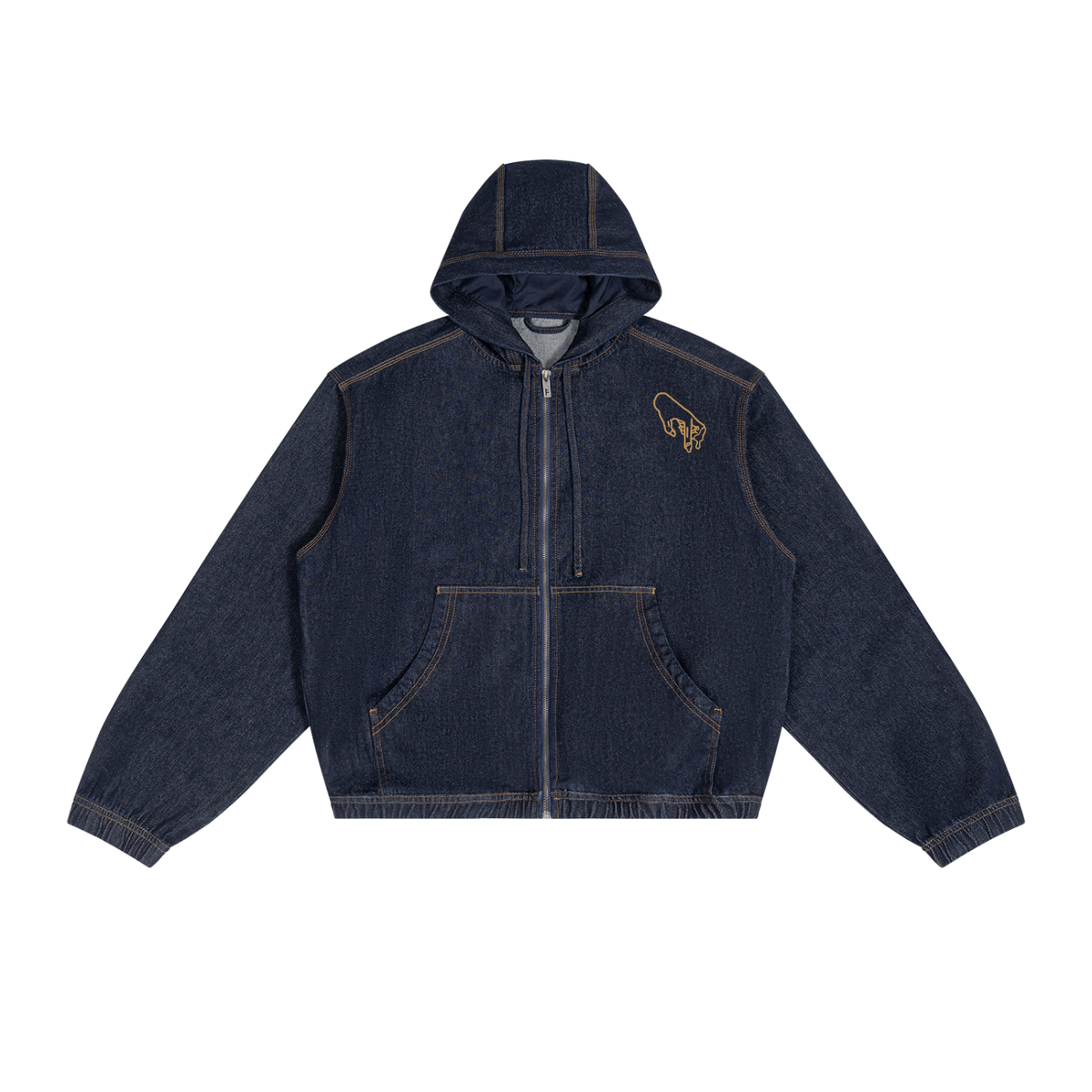 Men's Boxy Vintage Wash Hooded Denim Peach Pit Jacket