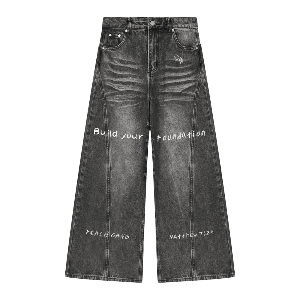 Women’s Vintage Wash Wide Leg Denim Foundation Jeans