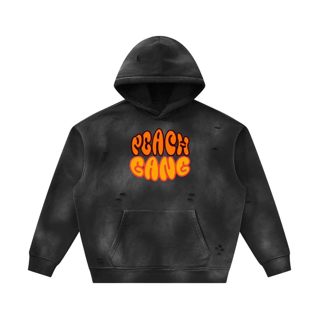 Unisex Sunfade Frayed Fleece PEACH GANG Hoodie