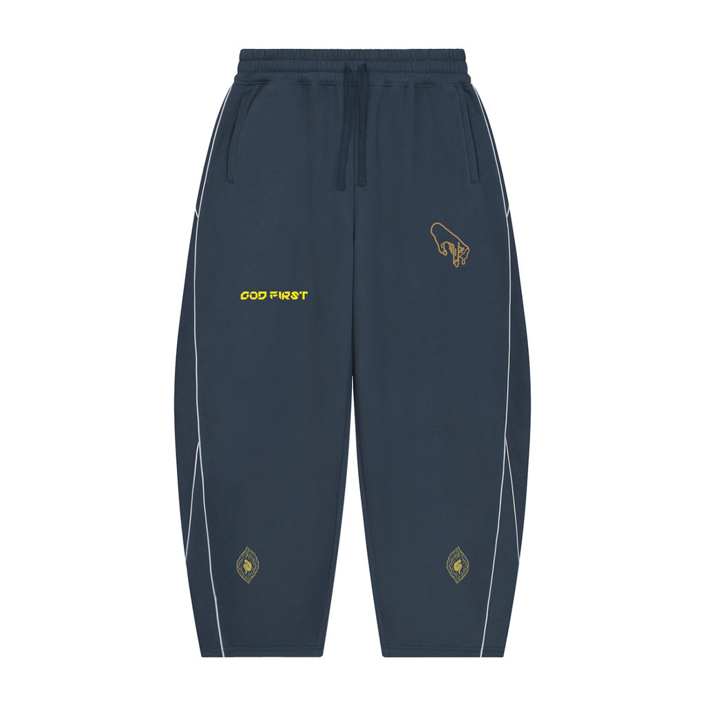 Unisex Piping Fleece Barrel Leg Peach Faith Sweatpants