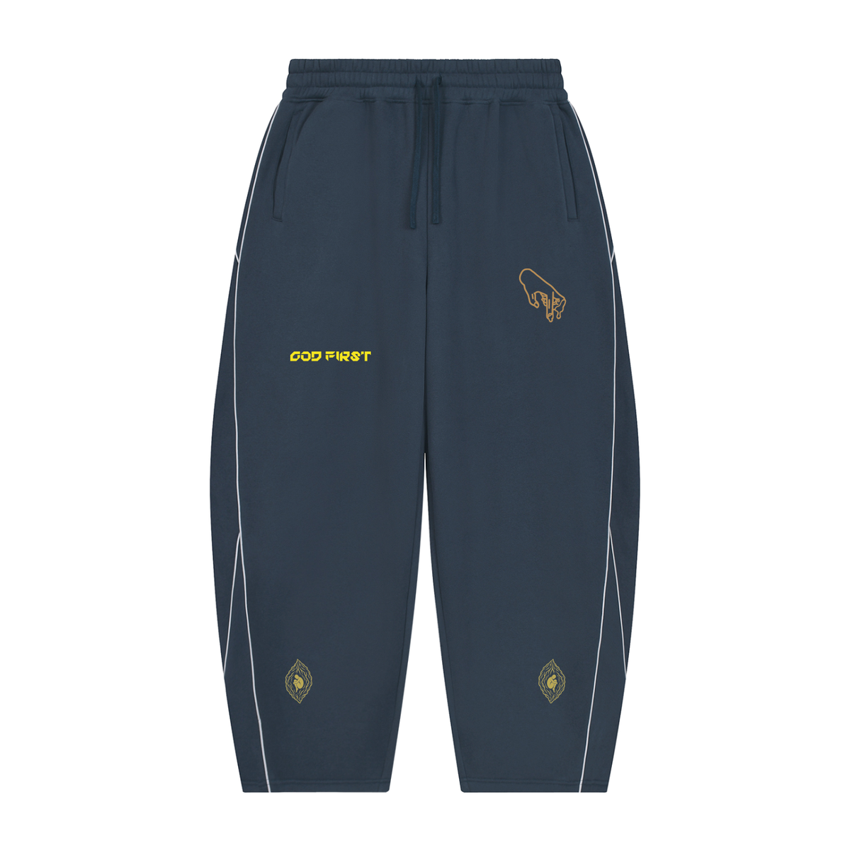 Unisex Piping Fleece Barrel Leg Peach Faith Sweatpants