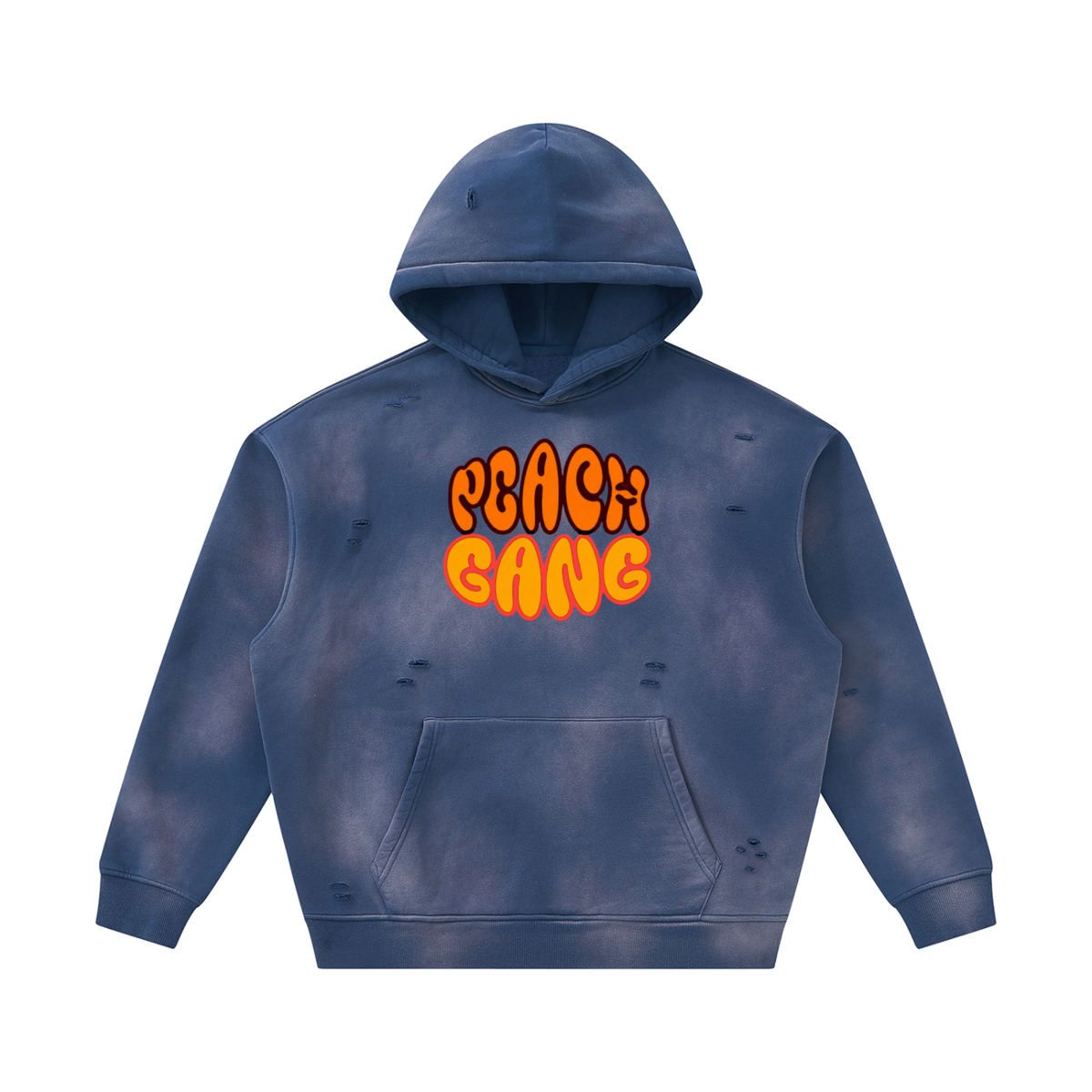 Unisex Sunfade Frayed Fleece PEACH GANG Hoodie