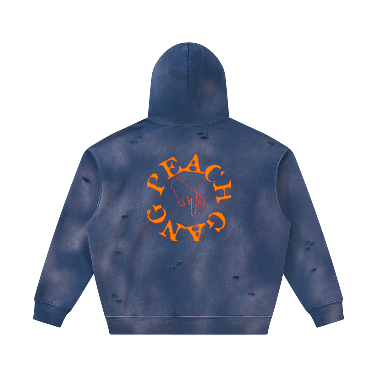 Unisex Sunfade Frayed Fleece PEACH GANG Hoodie