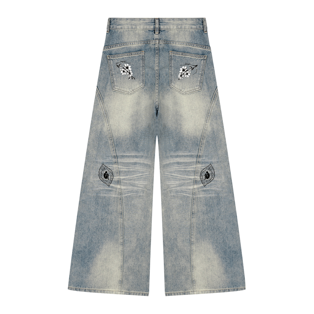 Women’s Vintage Wash Wide Leg Denim Foundation Jeans