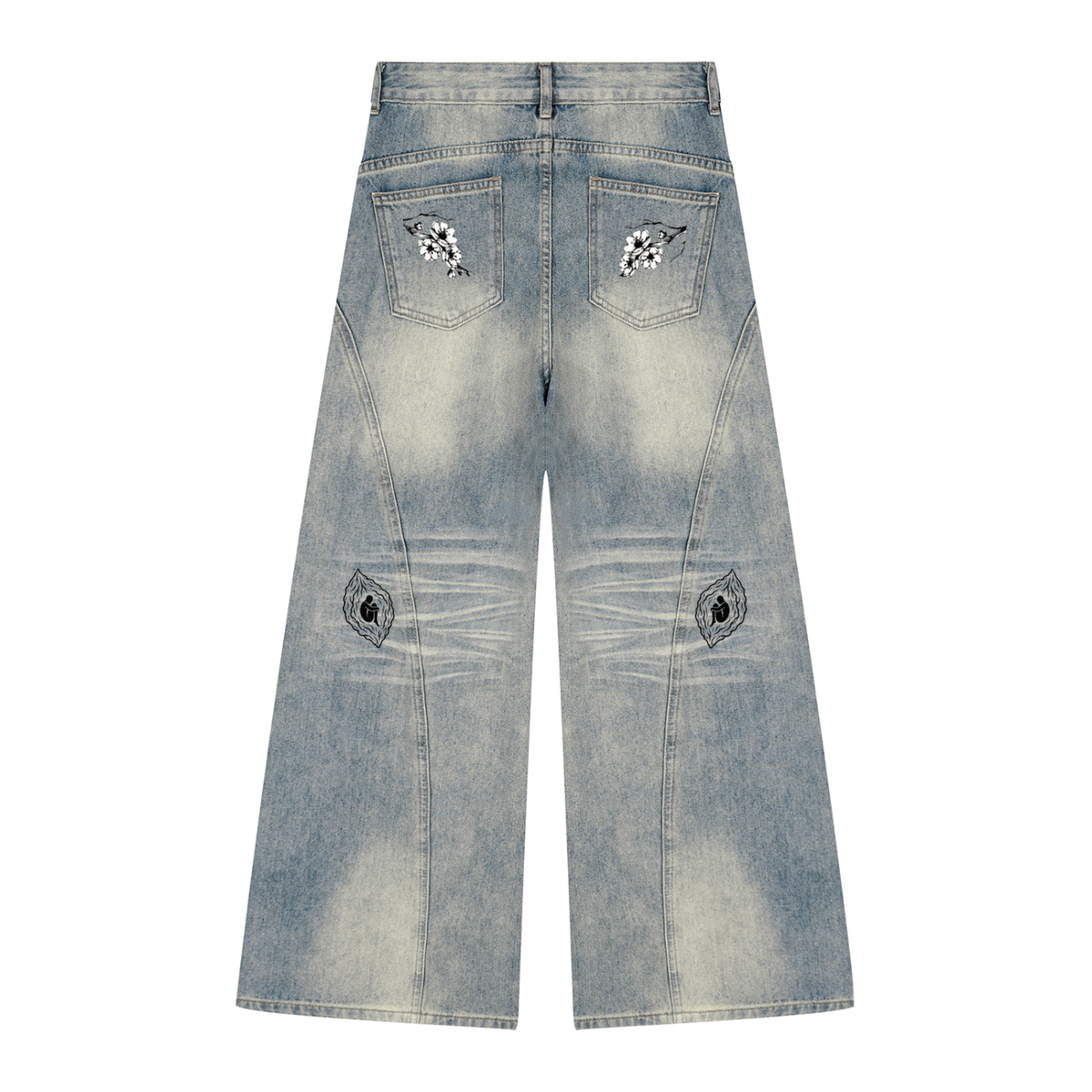 Women’s Vintage Wash Wide Leg Denim Foundation Jeans