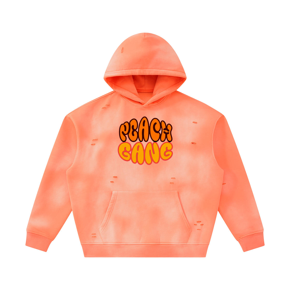 Unisex Sunfade Frayed Fleece PEACH GANG Hoodie