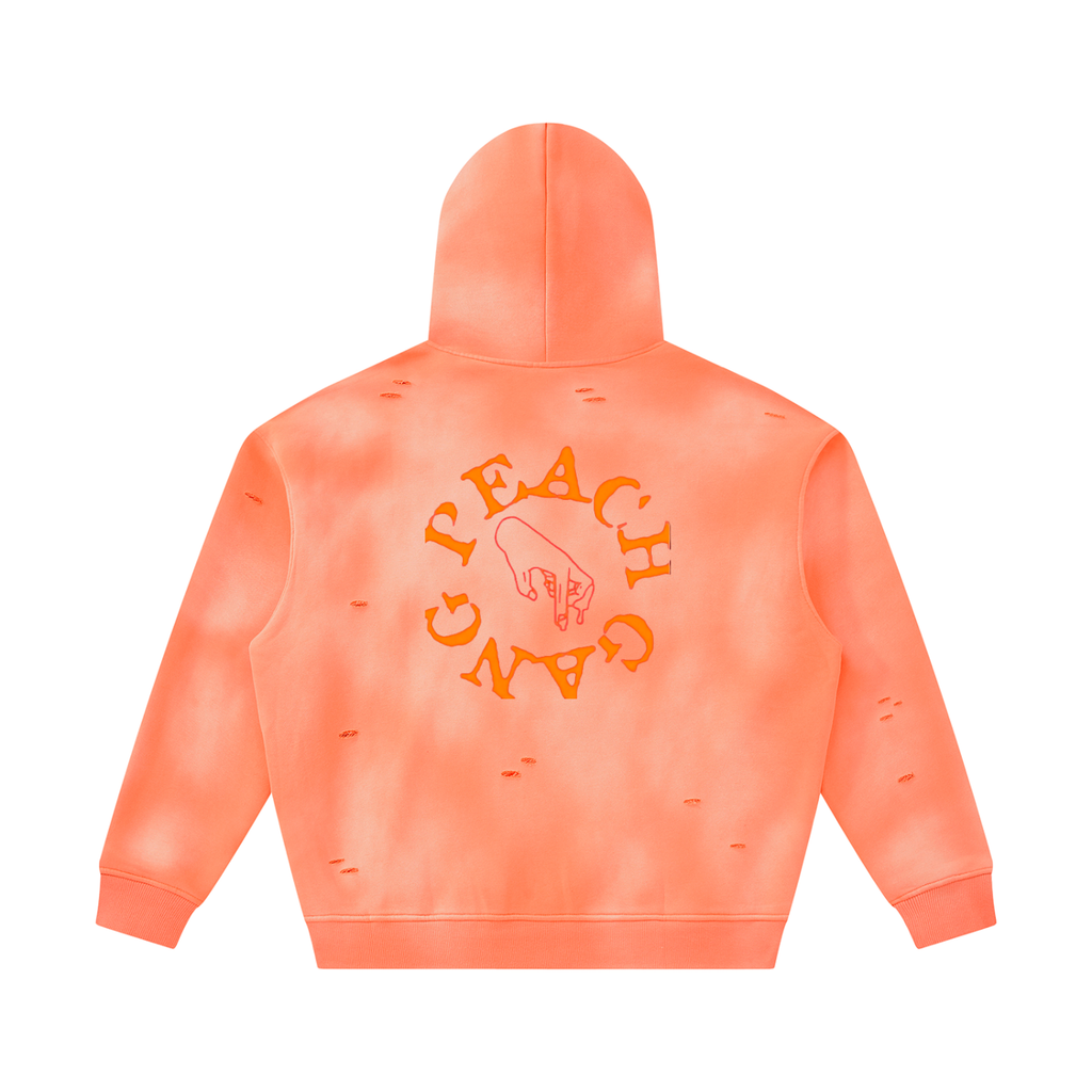 Unisex Sunfade Frayed Fleece PEACH GANG Hoodie