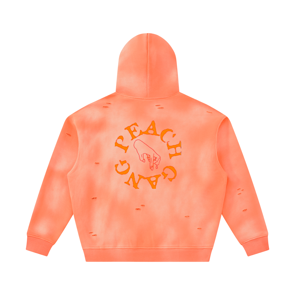Unisex Sunfade Frayed Fleece PEACH GANG Hoodie