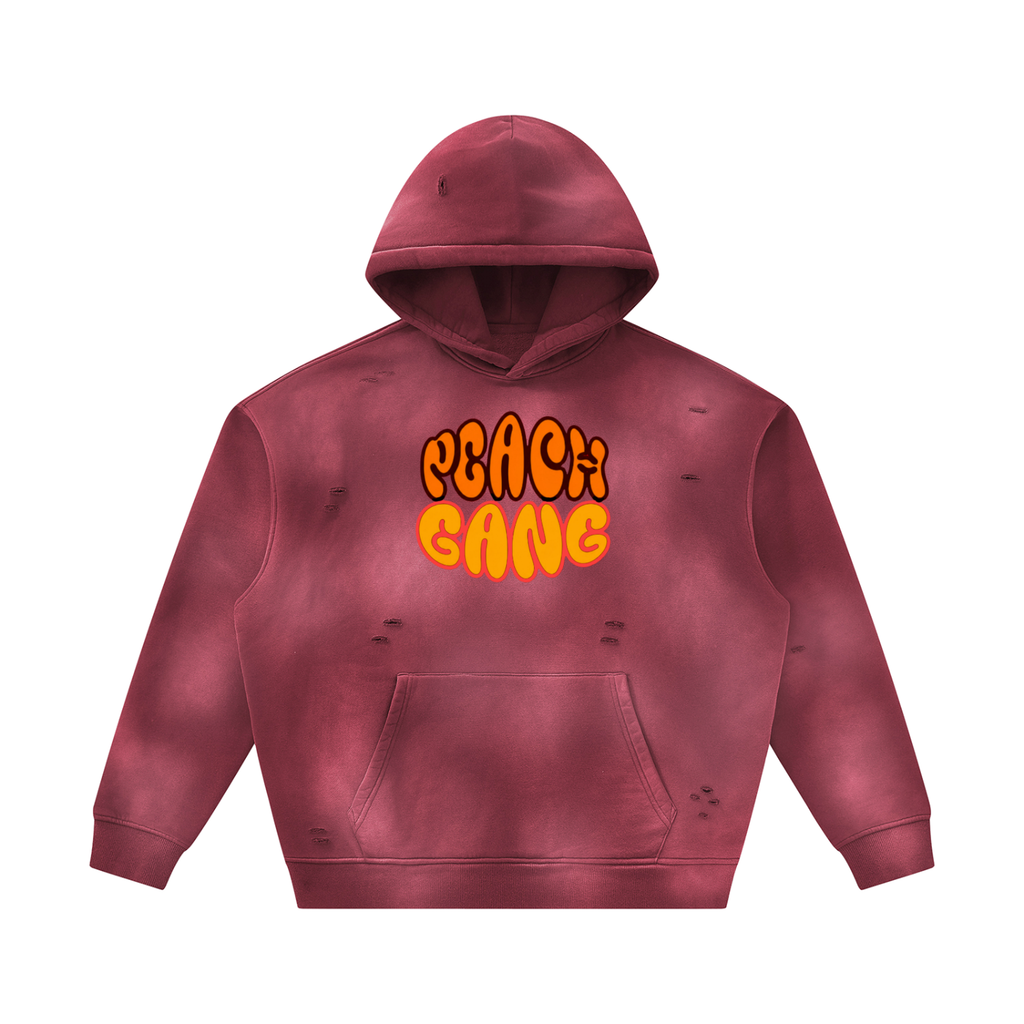 Unisex Sunfade Frayed Fleece PEACH GANG Hoodie