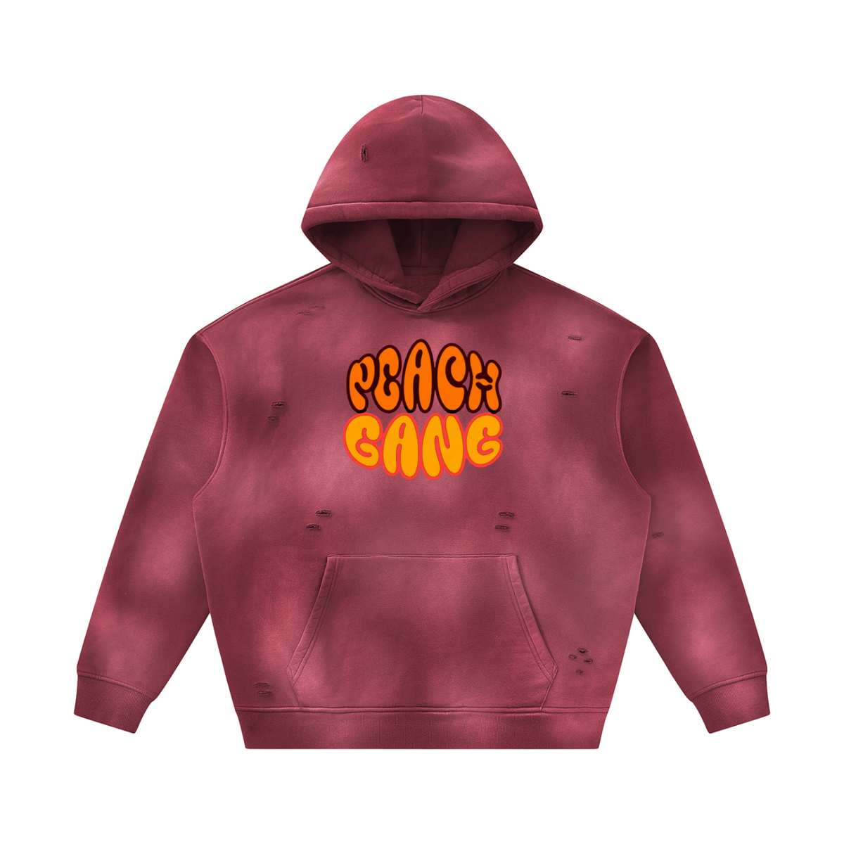 Unisex Sunfade Frayed Fleece PEACH GANG Hoodie