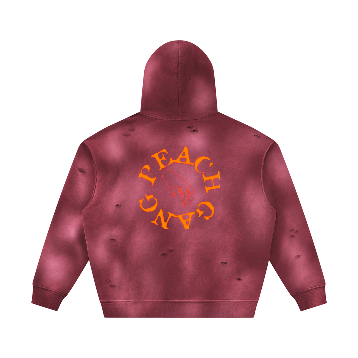 Unisex Sunfade Frayed Fleece PEACH GANG Hoodie