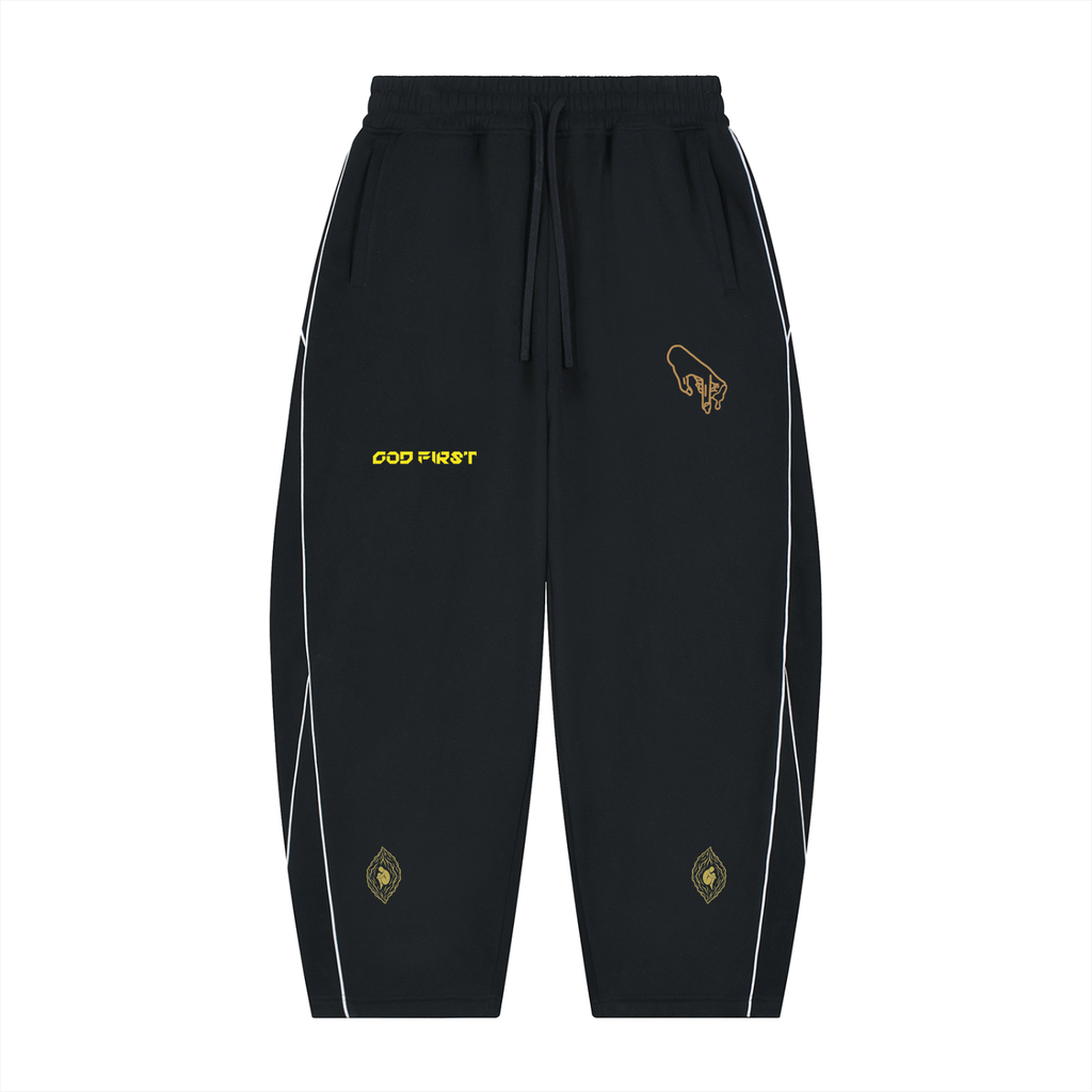 Unisex Piping Fleece Barrel Leg Peach Faith Sweatpants