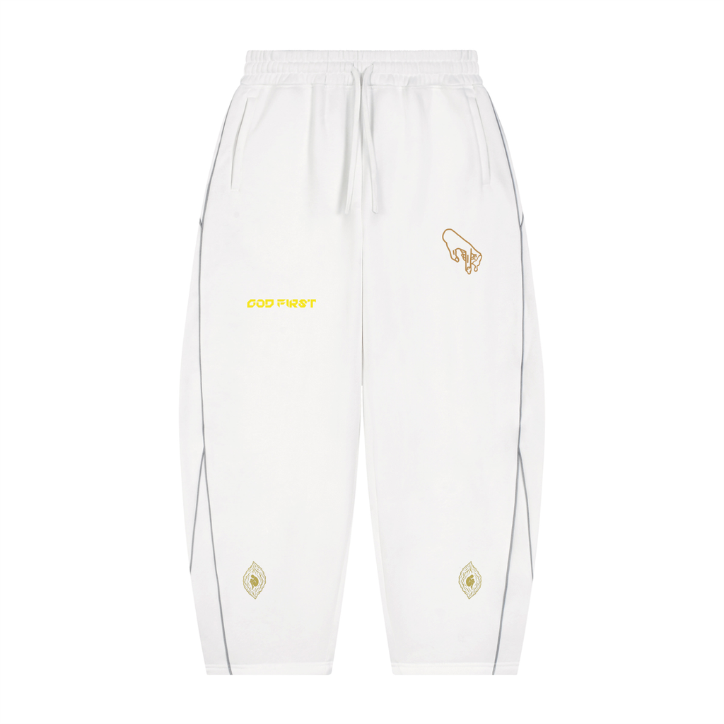 Unisex Piping Fleece Barrel Leg Peach Faith Sweatpants