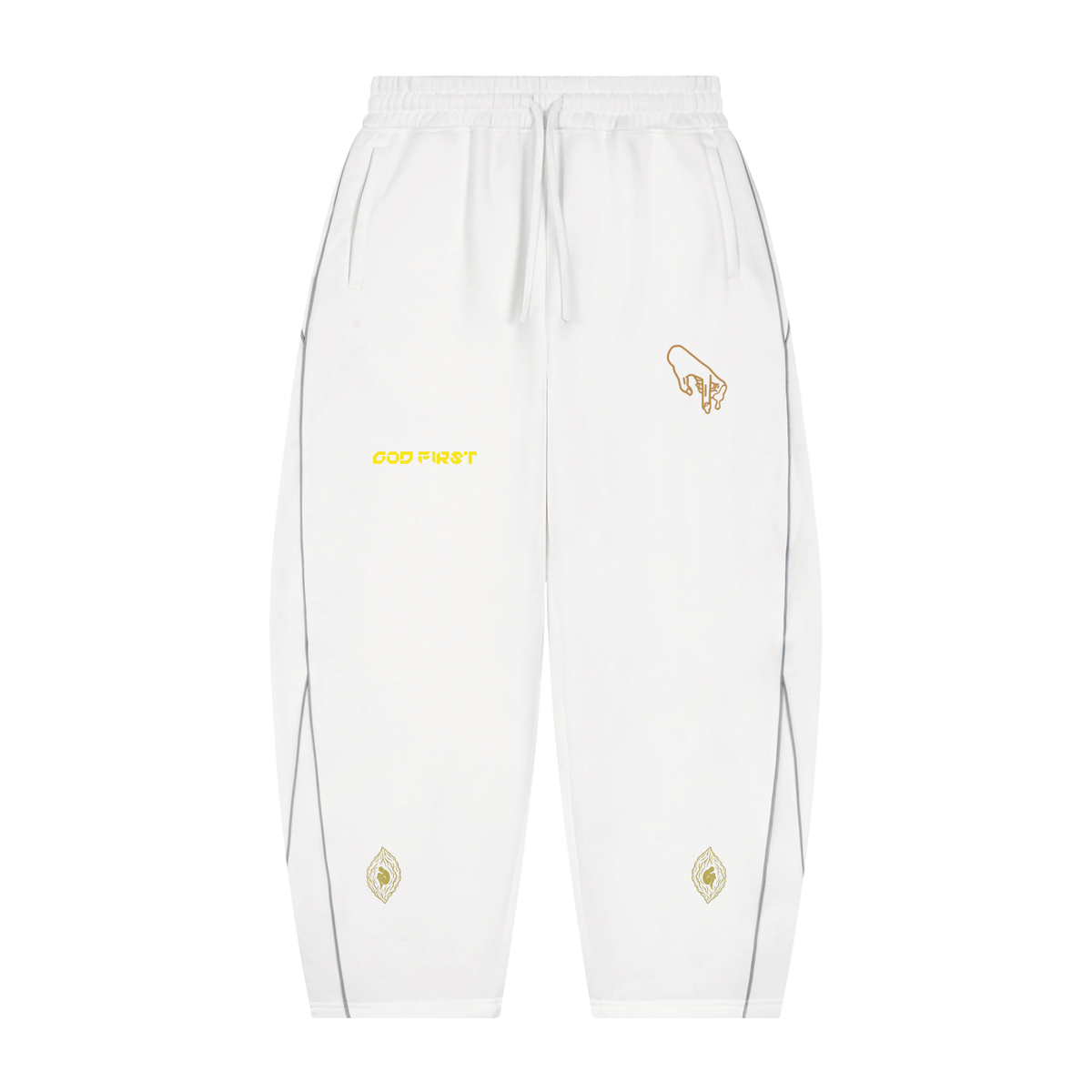 Unisex Piping Fleece Barrel Leg Peach Faith Sweatpants